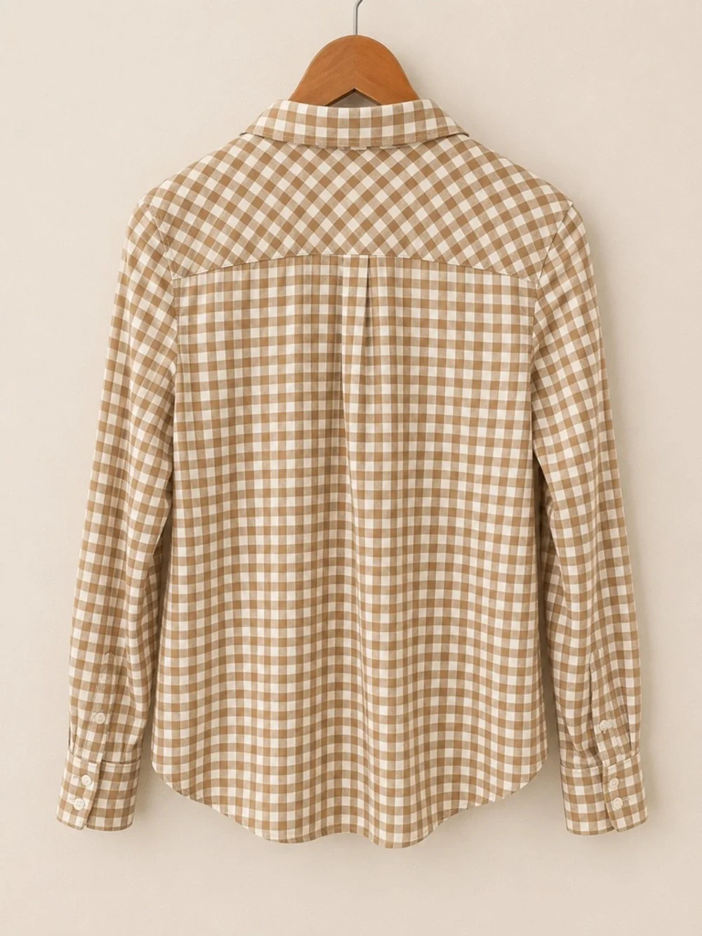 J.Crew Brown & Ivory Gingham Button Front Shirt 100% Cotton Size Medium